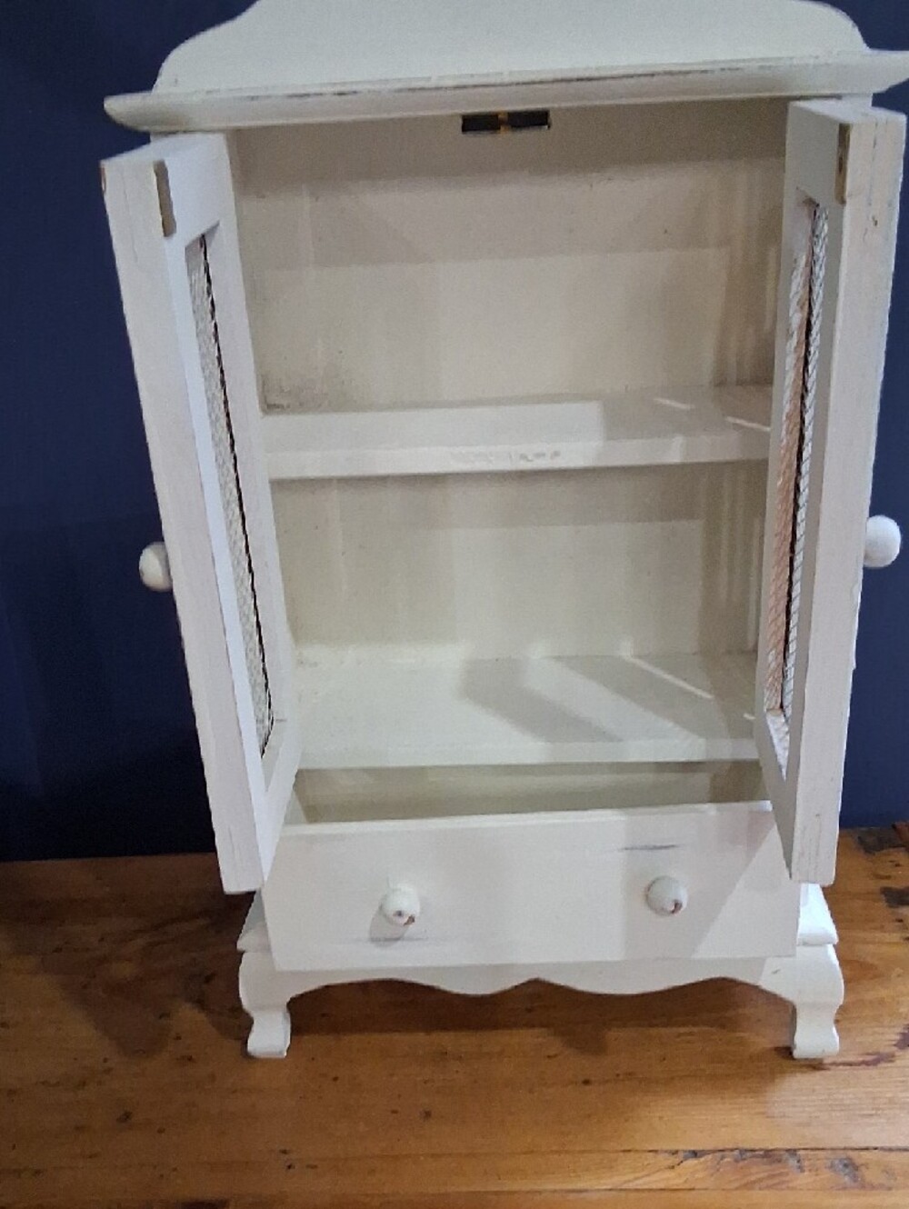 Distressed White Shabby Chic Cabinet 8 1/2"wide,14"tall,3 1/2" d - Picture 2 of 4